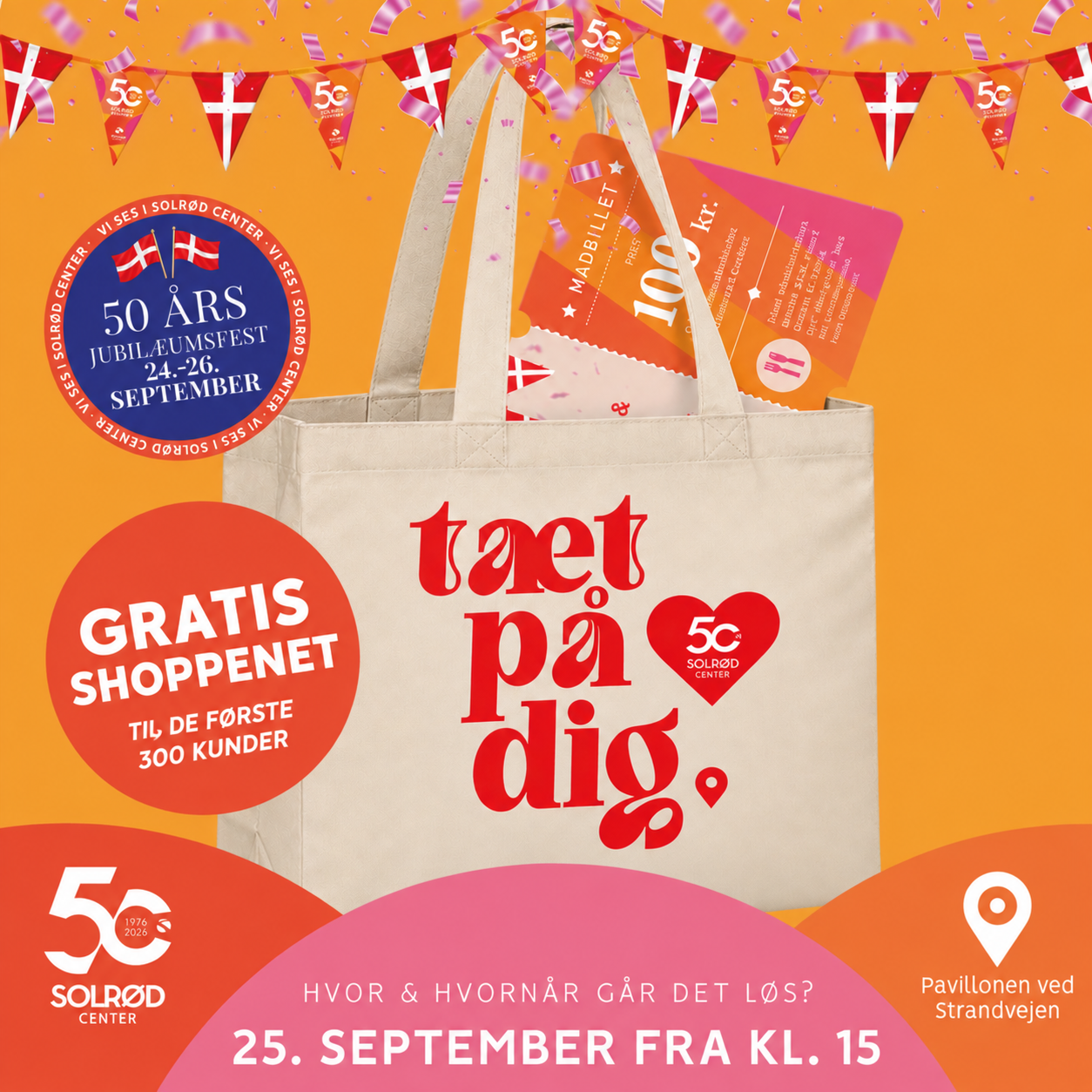 50 års jubilæum med Jubilæums shoppenet og madbillet